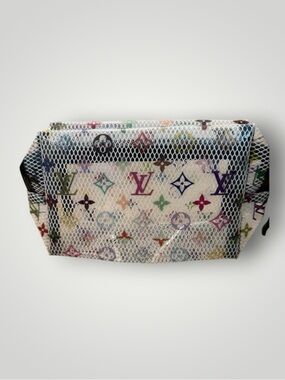 NWOT Source Unknown White Multicolor Nylon Monogram Toiletry Bag